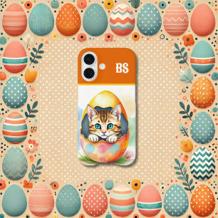 whimsical Easter Kitten in Floral Eggshell  iPhone 16 Case