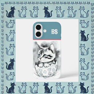 whimsical Easter Kitten in Floral Eggshell  iPhone 16 Case