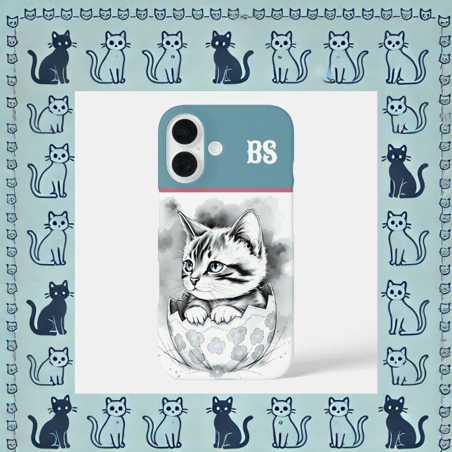 whimsical Easter Kitten in Floral Eggshell  Case-Mate iPhone Case (Creator Uploaded)