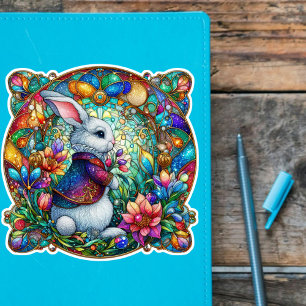 Whimsical Easter Rabbit Stained Glass 
