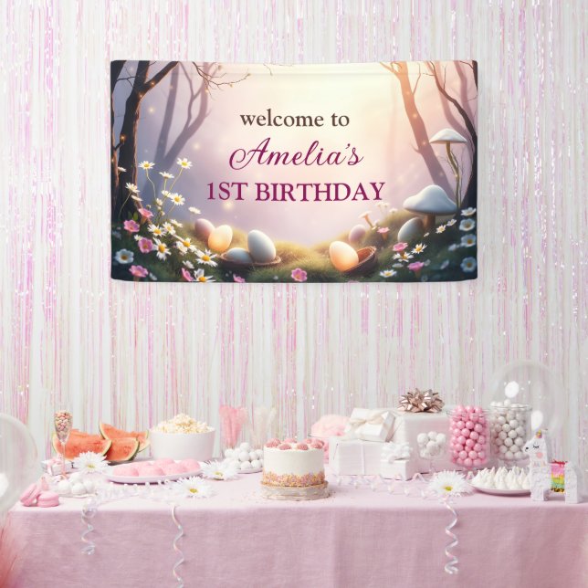 Whimsical Easter Themed 1st Birthday Welcome Sign (Party)