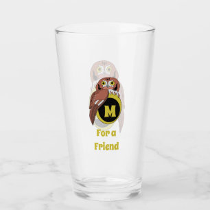 Whimsical Eastern Screech Owl Monogram Glass