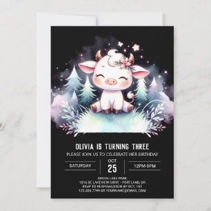 Whimsical Editable Cow Birthday Invitation