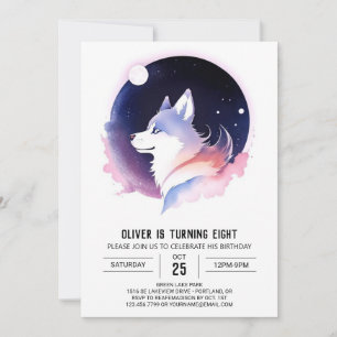 Whimsical Editable Cute Wolf Birthday Invitation