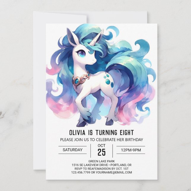 Whimsical Editable Horse Birthday Invitation (Front)
