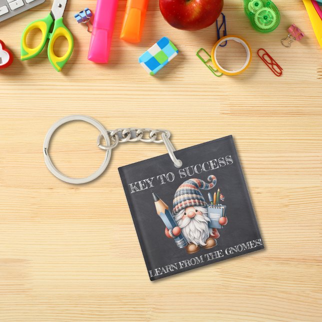 Whimsical Educator: Gnome on Chalkboard Key Ring (Creator Uploaded)