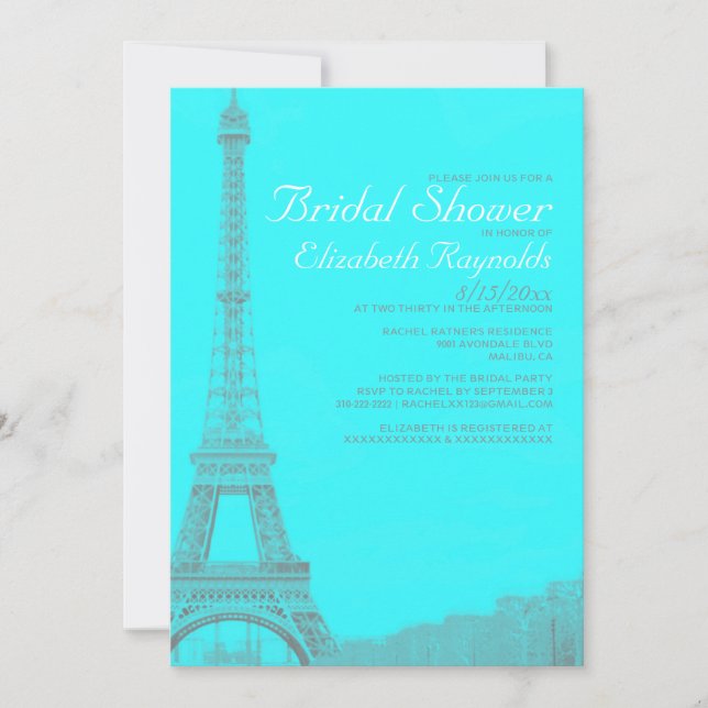 Whimsical Eiffel Tower Bridal Shower Invitations (Front)