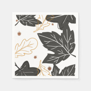 Whimsical Elegant Autumn Fall Leaves Acorns Napkin