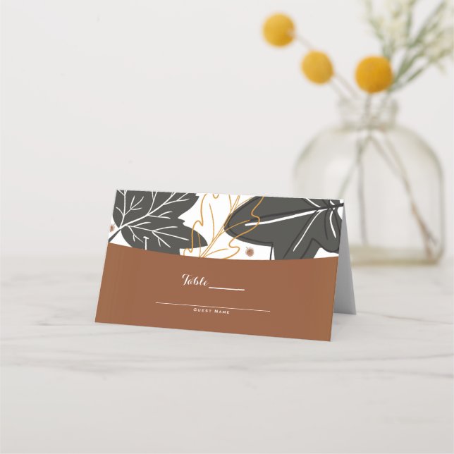 Whimsical Elegant Autumn Fall Wedding Seating Seat Place Card (Back)