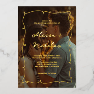 Whimsical Elegant Black & Gold Photo Wedding