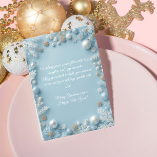 Whimsical Elegant Blue & White Christmas Greeting  Holiday Card