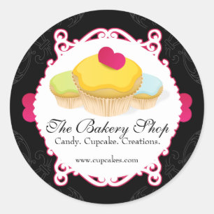 Whimsical & Elegant Cupcake Bakery Business Labels