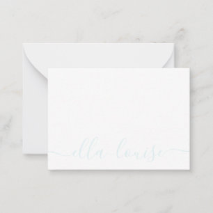 Whimsical Elegant Feminine Blue Script Name Card