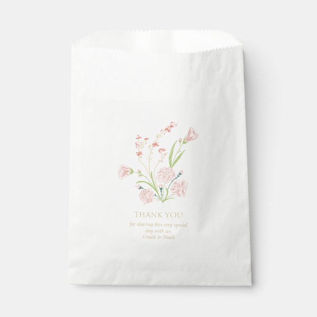 Whimsical & Elegant Floral Wedding Couple  Favour Bags (Front)