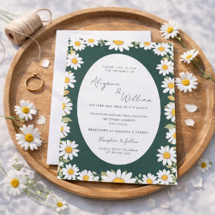 Whimsical Elegant Green Floral Border Wedding Invitation