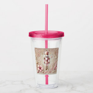 Whimsical Elegant Pink and Gold Pastel Nutcracker Acrylic Tumbler