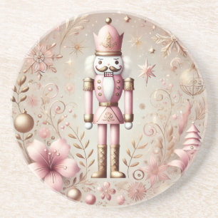 Whimsical Elegant Pink and Gold Pastel Nutcracker Coaster