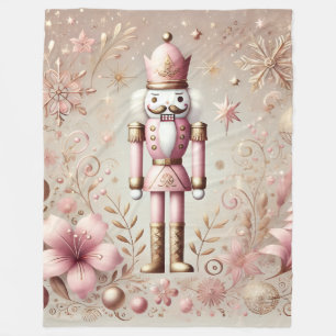 Whimsical Elegant Pink and Gold Pastel Nutcracker  Fleece Blanket