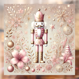 Whimsical Elegant Pink and Gold Pastel Nutcracker Window Cling