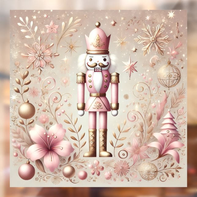 Whimsical Elegant Pink and Gold Pastel Nutcracker  Window Cling (Sheet 2)