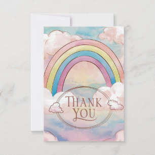 Whimsical Elegant Rainbow and Clouds Thank You Card