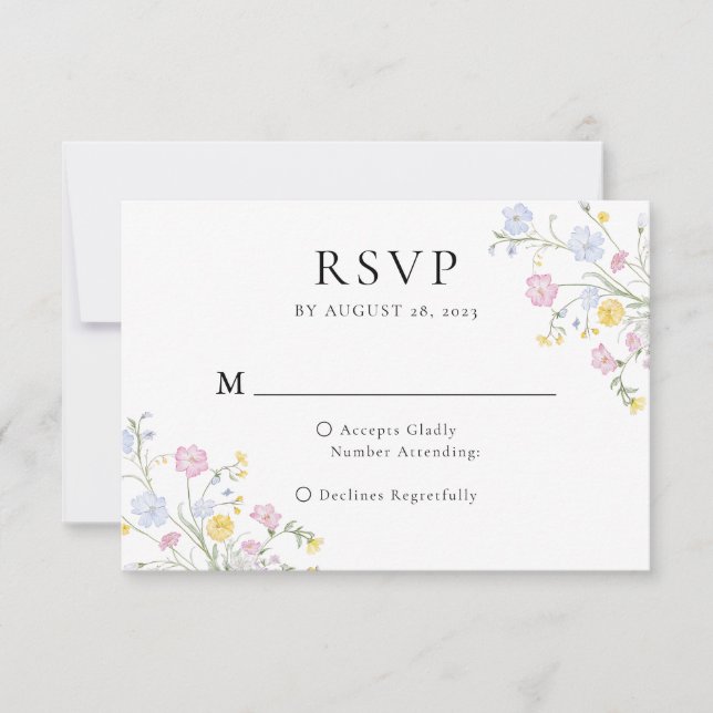 Whimsical Elegant Rococo Floral Crest Wedding RSVP Card (Front)