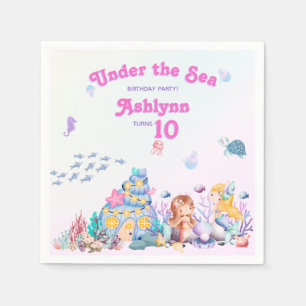 Whimsical Elegant Sweet Under the Sea Mermaid Napkin