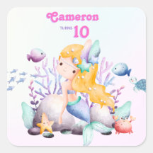 Whimsical Elegant Under the Sea Blue Mermaid