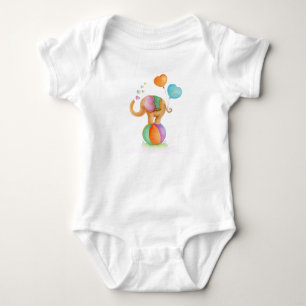 Whimsical elephant animal circus watercolor baby bodysuit