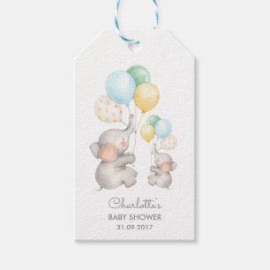 Whimsical Elephant Baby Shower Pastel Favour Tag