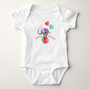Whimsical elephant grey circus watercolor name baby bodysuit