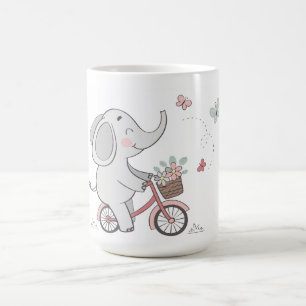 Whimsical Elephant Riding Bike –Kids Animal Design Coffee Mug