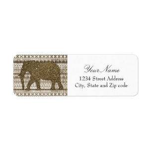 Whimsical Elephant Tribal Pattern on Wood Design