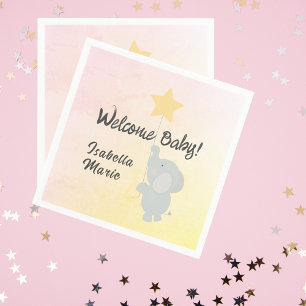 Whimsical Elephant Welcome Baby Napkin