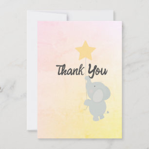 Whimsical Elephant Welcome Baby Thank You Card