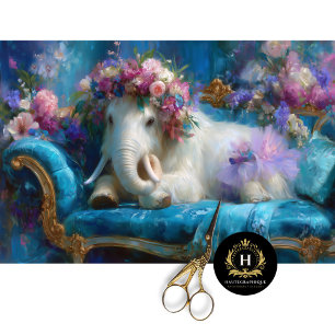 Whimsical Elephant Woolly Mammoth Decoupage Tissue Paper