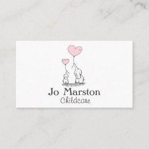 Whimsical Elephants and Balloons Childcare Business Card