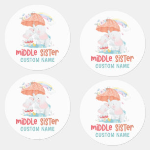 Whimsical Elephants Middle Sister Custom Name