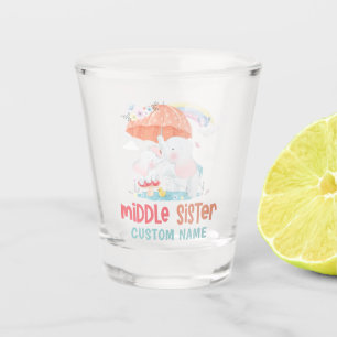 Whimsical Elephants Middle Sister Custom Name Shot Glass