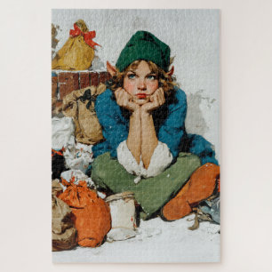 Whimsical Elf Among Gift Bags Jigsaw Puzzle