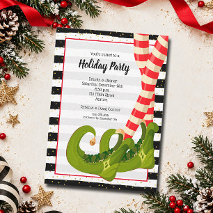 Whimsical Elf Legs Holiday Christmas Party Invitation