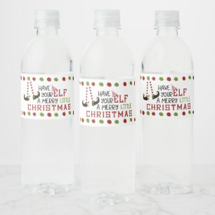 Whimsical Elf Legs Merry Little Christmas Water Bottle Label