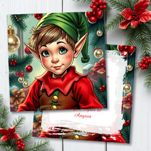 Whimsical Elf Personalized Christmas Holiday Card