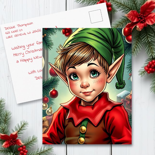 Whimsical Elf | Personalized Christmas Postcard (Creator Uploaded)