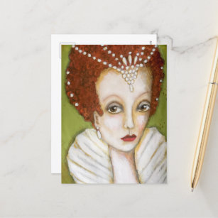 Whimsical Elizabeth I Tudor Queen Fun Artistic Postcard