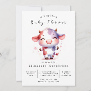 Whimsical Enchanted Cow Baby Shower  Invitation