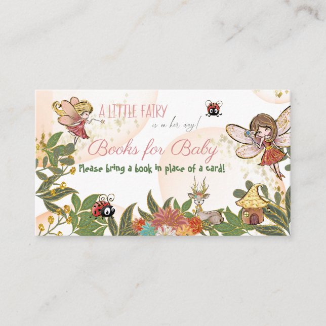 Whimsical Enchanted Fairy Ladybug Book Request Business Card (Front)