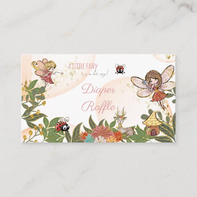 Whimsical Enchanted Fairy Ladybug Diaper Raffle Enclosure Card (Front)