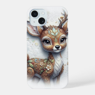 Whimsical Enchanted Fawn Portrait iPhone 15 Case
