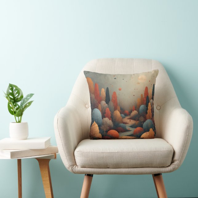 Whimsical Enchanted Forest Abstract Landscape Cushion (Chair)